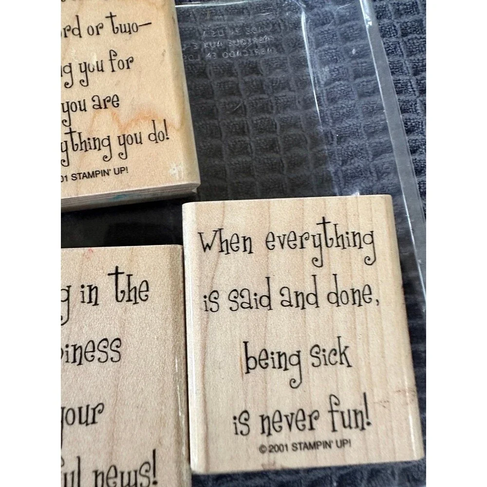 2001 Stampin Up! 6 Block Stamping Kit VTG Get Well Sharing Happiness Etc.